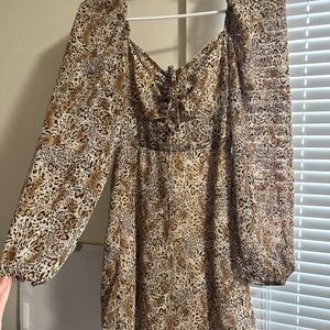Micas Leopard Print Long Sleeve Dress XS